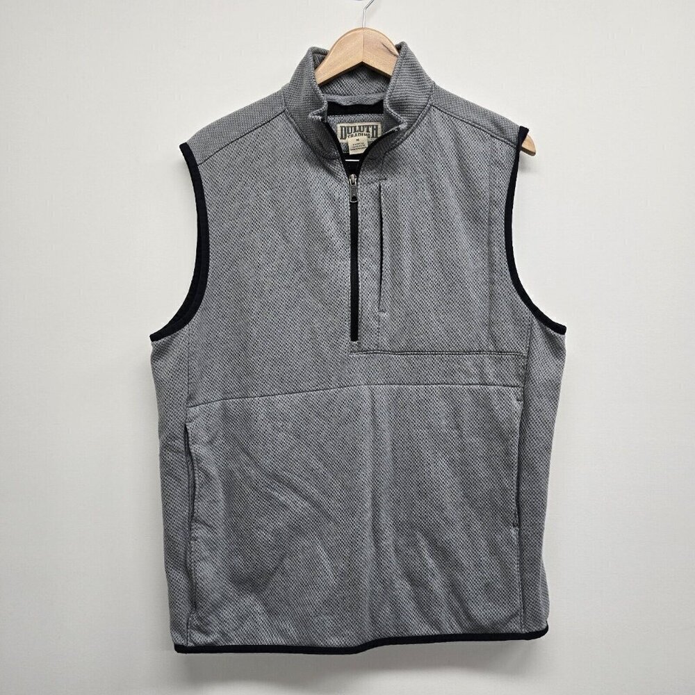Duluth Trading Co 1/4 Zip Pullover Vest Mens Size Medium Gray Chest Front Pocket